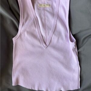 We The Free Soft Lilac V-Neck Ribbed Tank